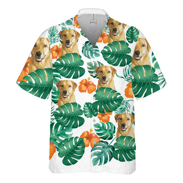 Personalized Pet Face Pattern Hawaiian Shirt (Orange Flower)