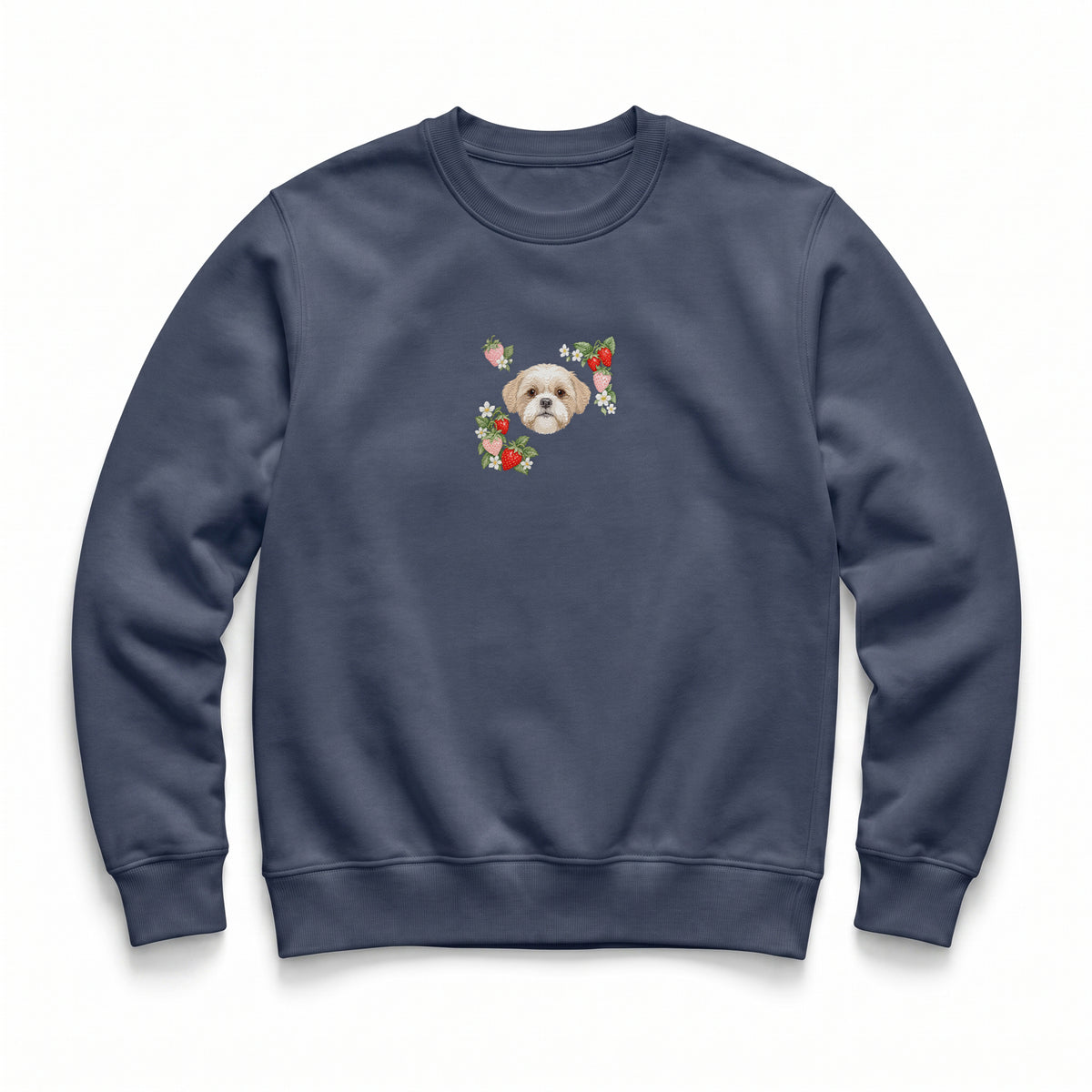 Custom Embroidered Pet Face Organic Strawberry Sweatshirt