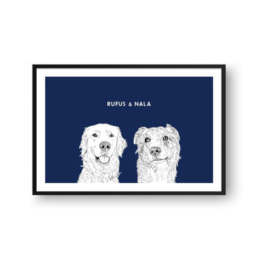 Illustrated Pet Portrait - Two Pets