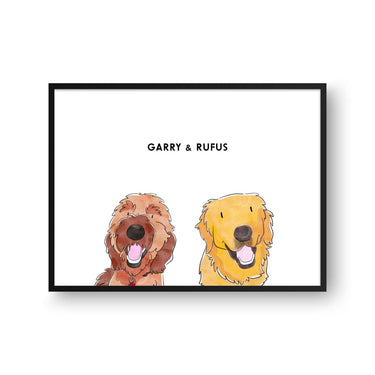 Watercolor Pet Portrait - Two Pets, Framed Poster
