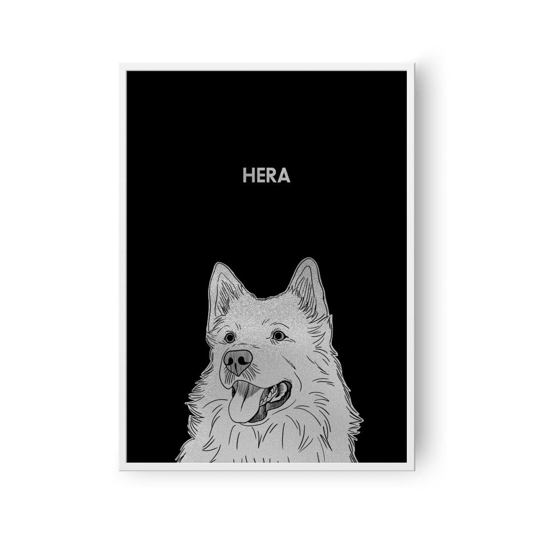 Custom Metal Foil Illustrated Pet Portrait Crown and Paw Crown & Paw