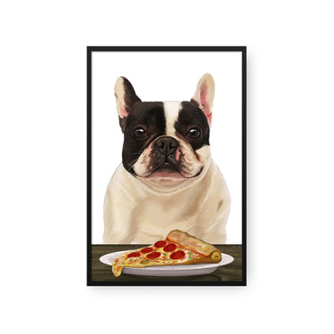 Custom Pet with Pizza Portrait - Framed Poster