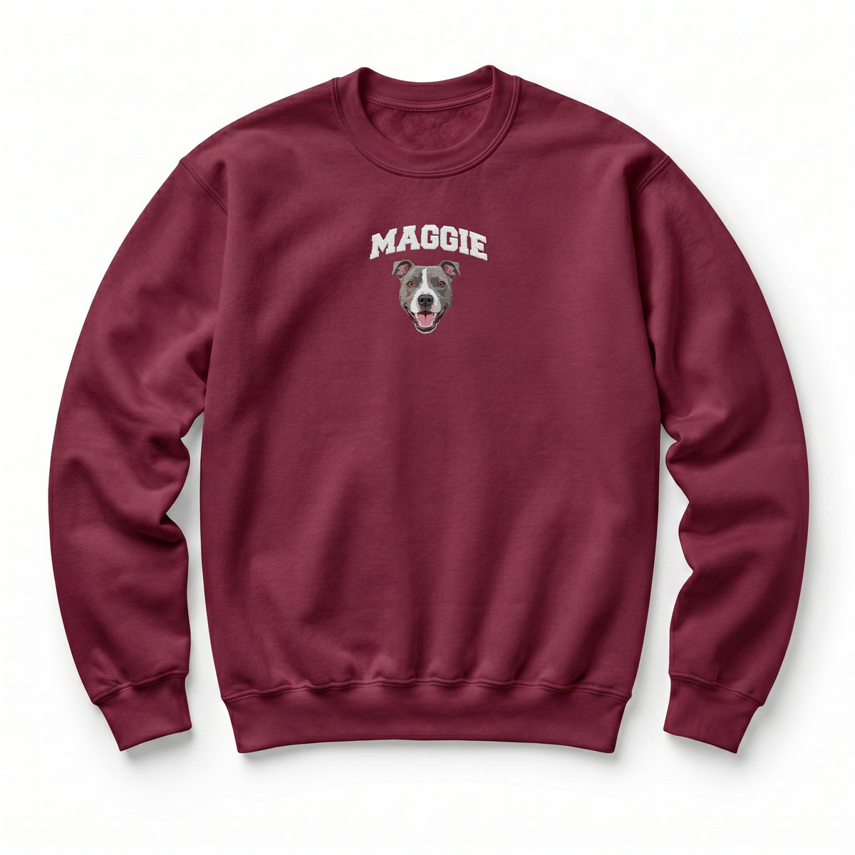 Custom Pet Face Embroidered College Sweatshirt