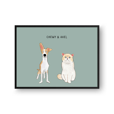 Funny Cartoon Pet Print - Two Pets