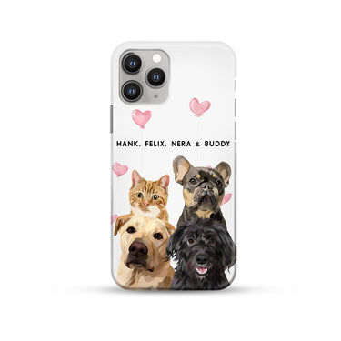 Valentines Pet Portrait Phone Case - Four Pets