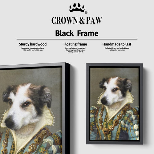Crown and Paw - Canvas The Sapphire Queen - Custom Pet Canvas 8" x 10" / Black