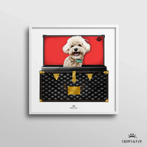 Crown and Paw - Canvas Black and Gold Luxury Trunk Pet Portrait