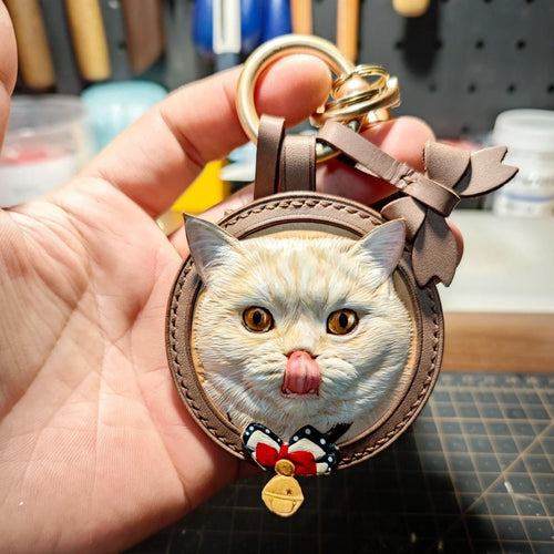 Handmade Leather Pet Face Keychain From Photos