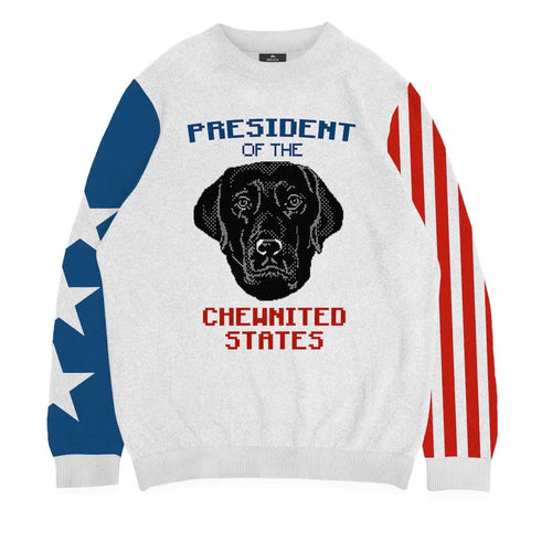 Crown and Paw - Knitwear Limited Edition! 4th of July President Knitted Sweater 2XS / White
