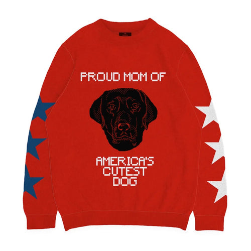 Crown and Paw - Knitwear Limited Edition! 4th of July Proud Dog Mom Knitted Sweater 2XS / Red