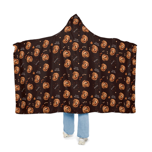 Crown and Paw - Hooded Blanket Dog Dad Hooded Blanket - Super Soft Fleece with Pet Face Pattern