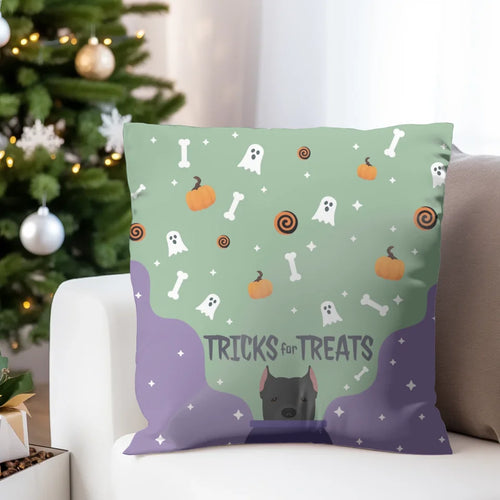 Tricks for Treats Throw Pillow with Custom Pet Icon