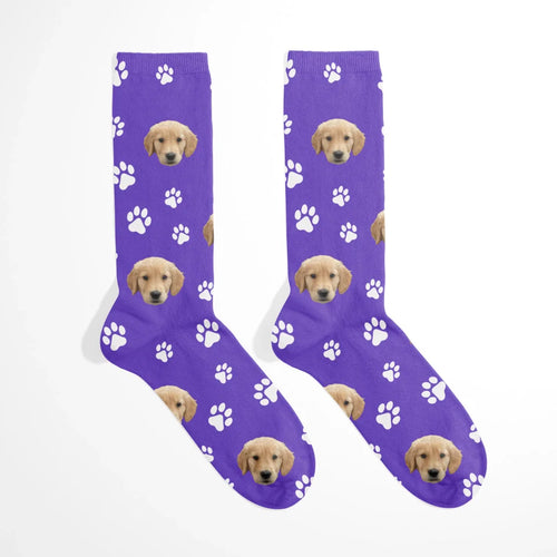 Paw Print and Pet Face Pattern Socks