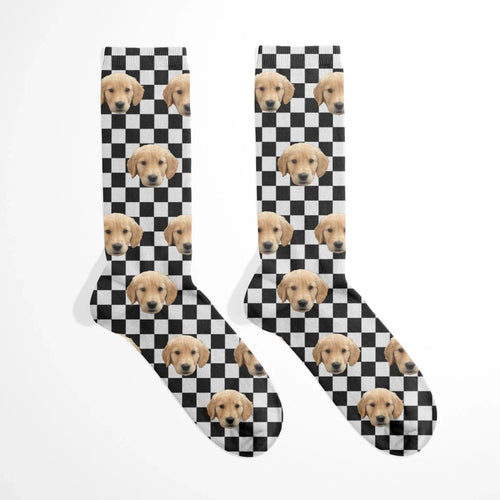 Personalized Checkered Pet Face Socks