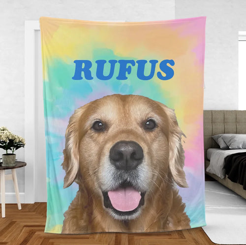 Personalized Pet Photo Tie Dye Blanket