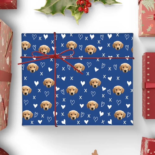 Personalized Pet Face and Hugs and Kisses Wrapping Paper