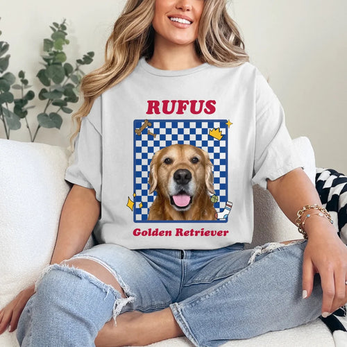 Personalized Checkered Pet Photo Tee Shirt