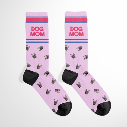 Personalized Retro Dog Mom Pet Face Photo Socks