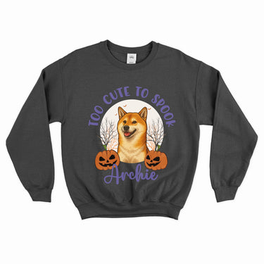 Personalized Too Cute to Spook Halloween Pet Face Sweatshirt