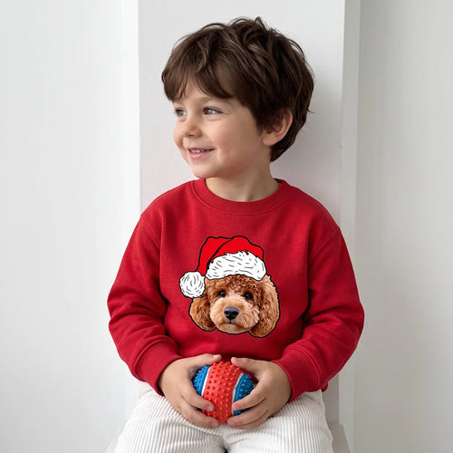 Children's Novelty Pet Face Christmas Sweatshirt personalized with your pet's photo