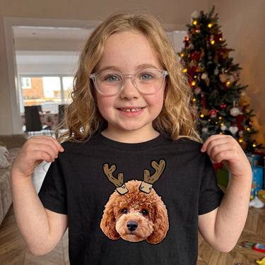 Children's Novelty Pet Face Christmas T-Shirt