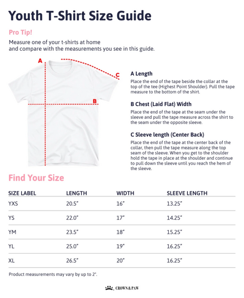 Children's Novelty Pet Face Christmas T-Shirt youth size guide