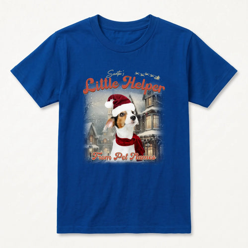 Children's Custom Vintage Christmas Pet T-Shirt in Royal Blue
