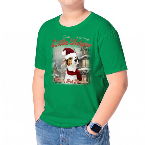 Child wearing the Children's Custom Vintage Christmas Pet T-Shirt