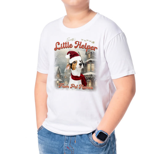 Child wearing the Children's Custom Vintage Christmas Pet T-Shirt