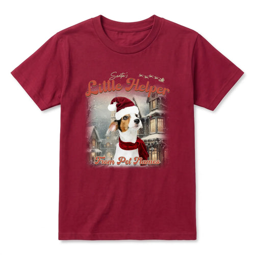 Children's Custom Vintage Christmas Pet T-Shirt in Red