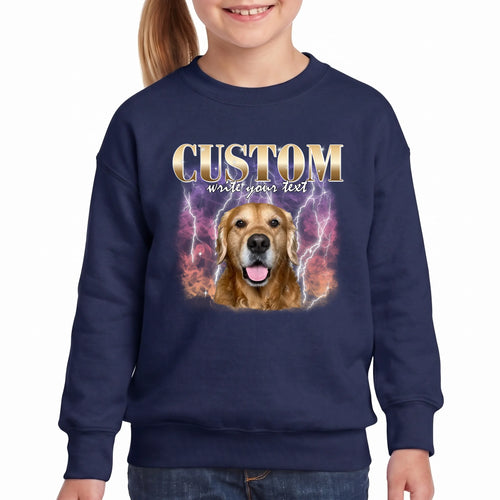 Children's Custom Vintage Style Pet Sweatshirt personalized with your pet's photo, design example 12