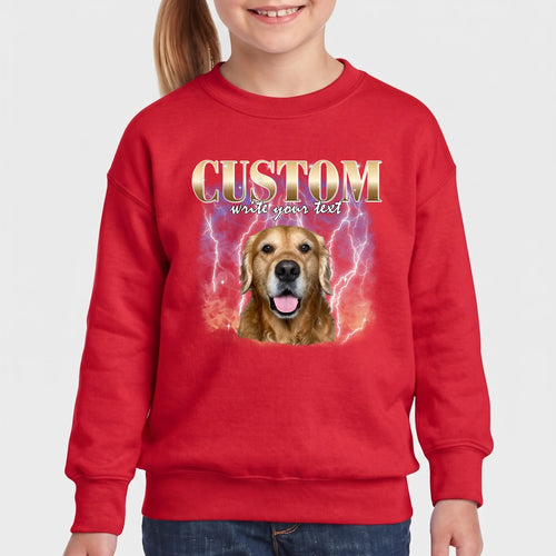 Children's Custom Vintage Style Pet Sweatshirt personalized with your pet's photo, design example 13