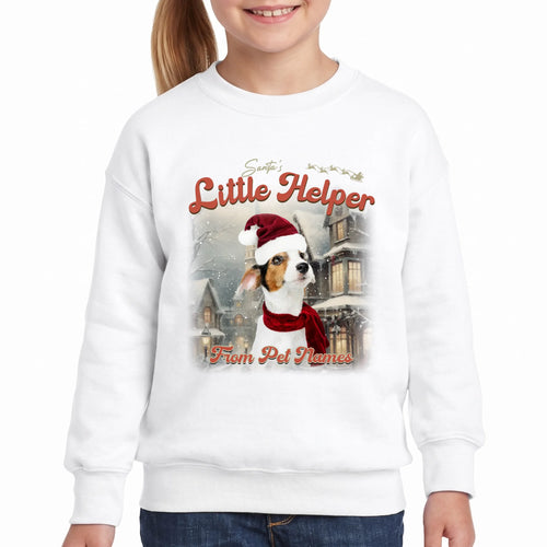 Children's Custom Vintage Christmas Pet Sweatshirt personalized with your pet's photo, design example 9