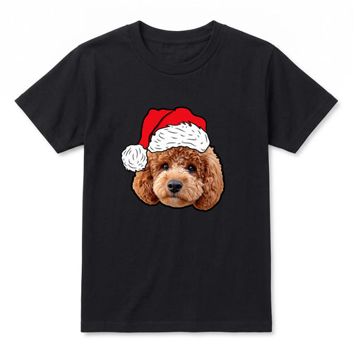 Children's Novelty Pet Face Christmas T-Shirt in Black