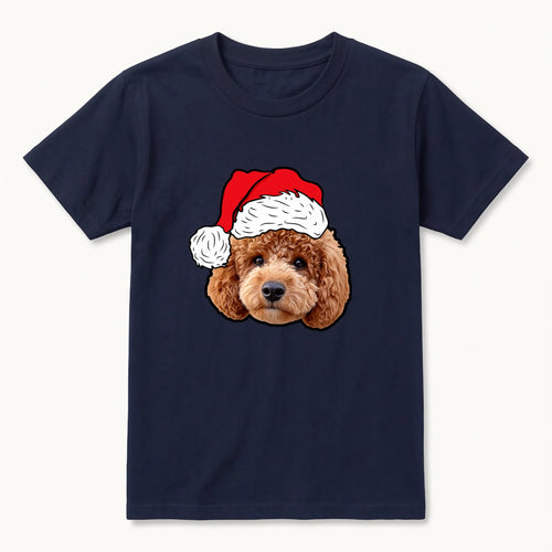 Children's Novelty Pet Face Christmas T-Shirt in Navy