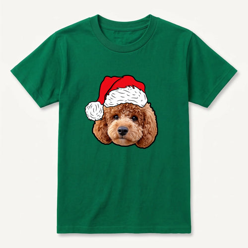 Children's Novelty Pet Face Christmas T-Shirt in Irish Green