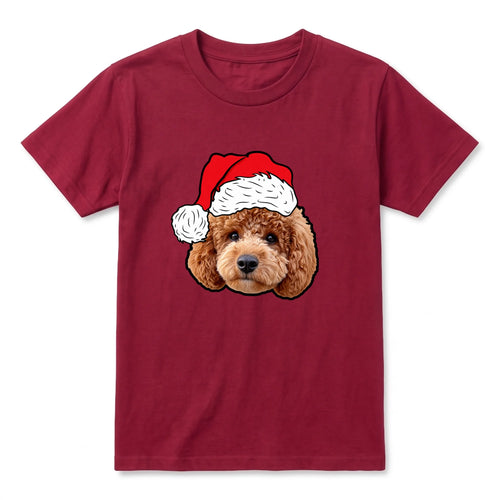 Children's Novelty Pet Face Christmas T-Shirt in Red