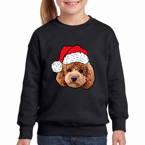 Children's Novelty Pet Face Christmas Sweatshirt personalized with your pet's photo, design example 8