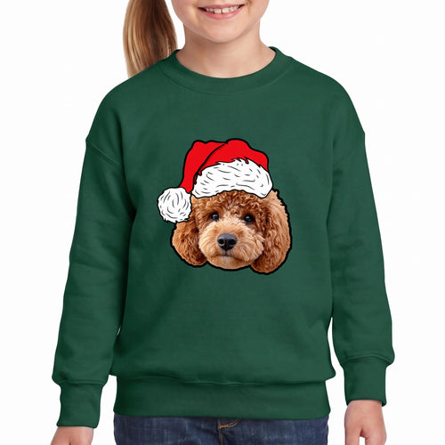 Children's Novelty Pet Face Christmas Sweatshirt personalized with your pet's photo, design example 10
