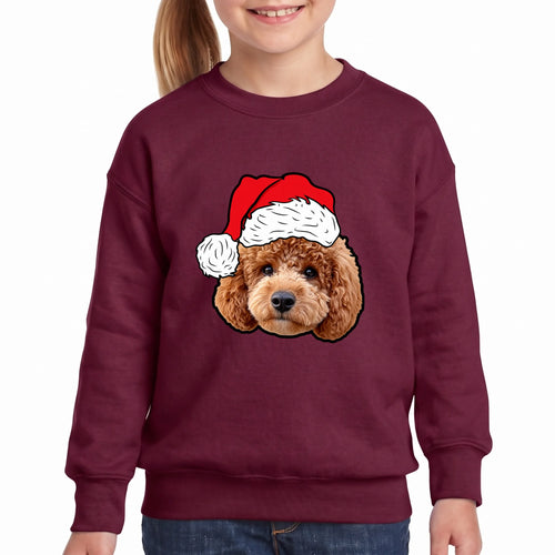 Children's Novelty Pet Face Christmas Sweatshirt personalized with your pet's photo, design example 11