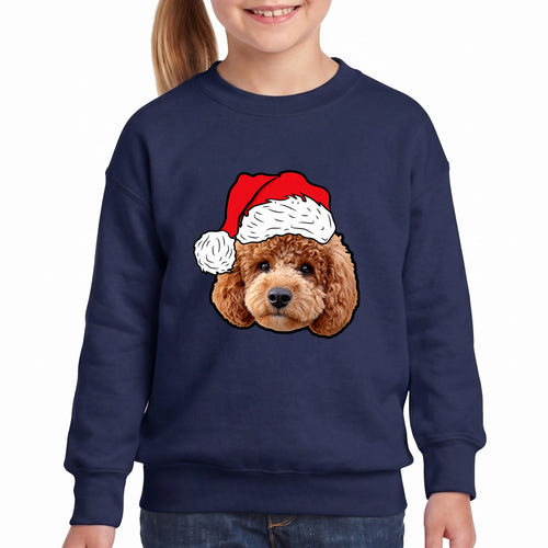 Children's Novelty Pet Face Christmas Sweatshirt personalized with your pet's photo, design example 12