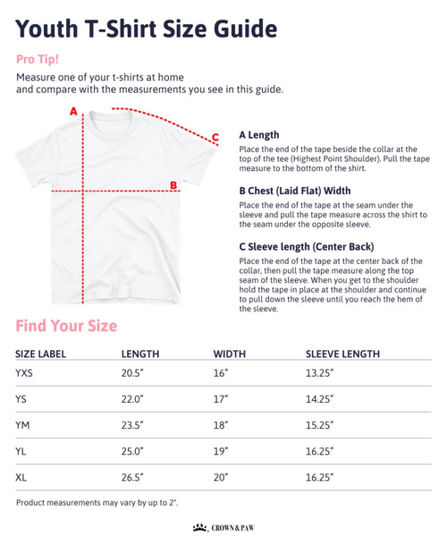 Merchize - Youth T-Shirt Size Guide