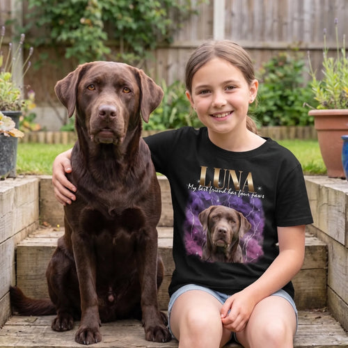Children's Custom Vintage Style Pet T-Shirt with Labrador