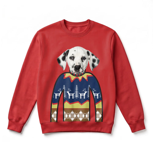 Custom Pet Face Christmas Sweatshirt (One Pet) CHRISTMAS RED