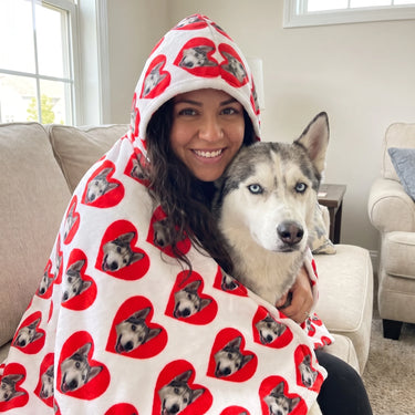 Hooded Blanket - Super Soft Fleece with Pet Face Pattern