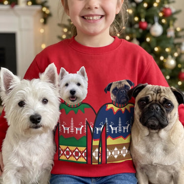 Children's Custom Pet Face Christmas Sweatshirt