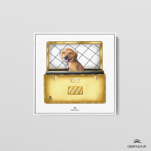 Crown and Paw - Canvas Gold Luxury Trunk Pet Portrait