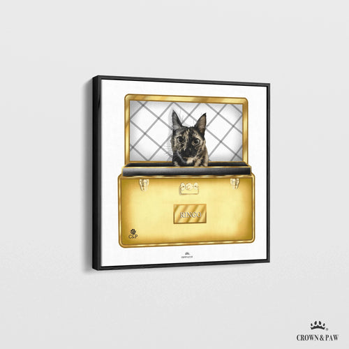 Crown and Paw - Canvas Gold Luxury Trunk Pet Portrait