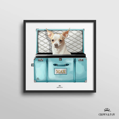 Crown and Paw - Canvas Baby Blue Luxury Trunk Pet Portrait