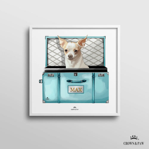 Crown and Paw - Canvas Baby Blue Luxury Trunk Pet Portrait